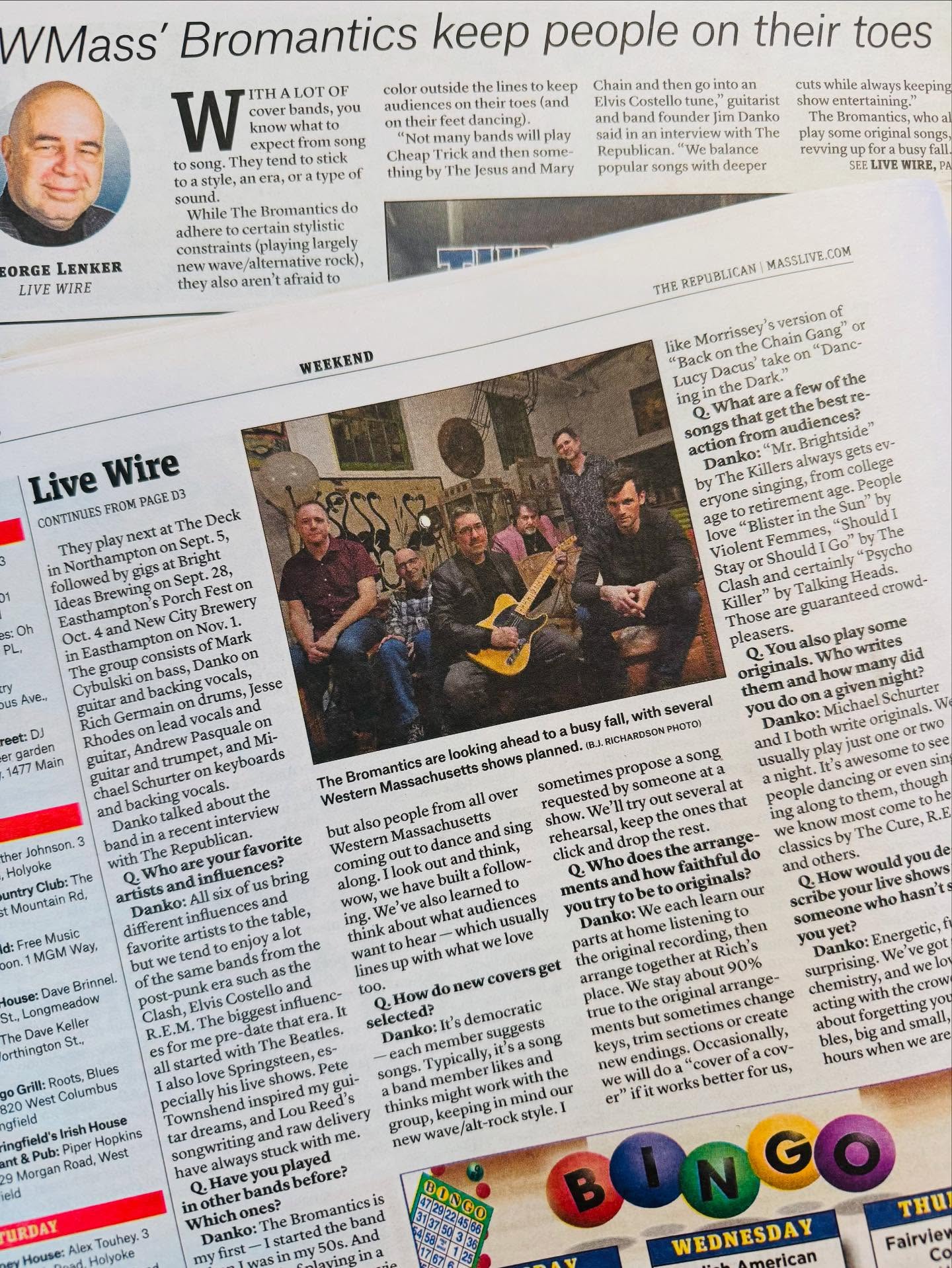 The Bromantics featured in MassLive